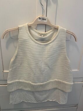 Maje Layered Textured White Sleeveless Tank